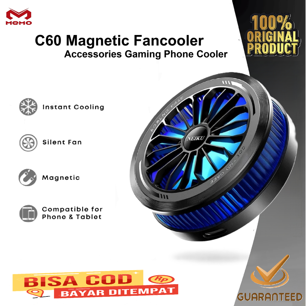 C60 C90 Magnetic Fan Cooler Accessories Gaming Phone Cooler Pendingin Hp magnetik Cooling Fan Gaming