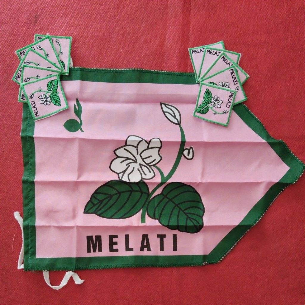 Bet Regu MELATI -  Bet Tanda Regu Bunga Melati Bordir - Badge Regu Pramuka