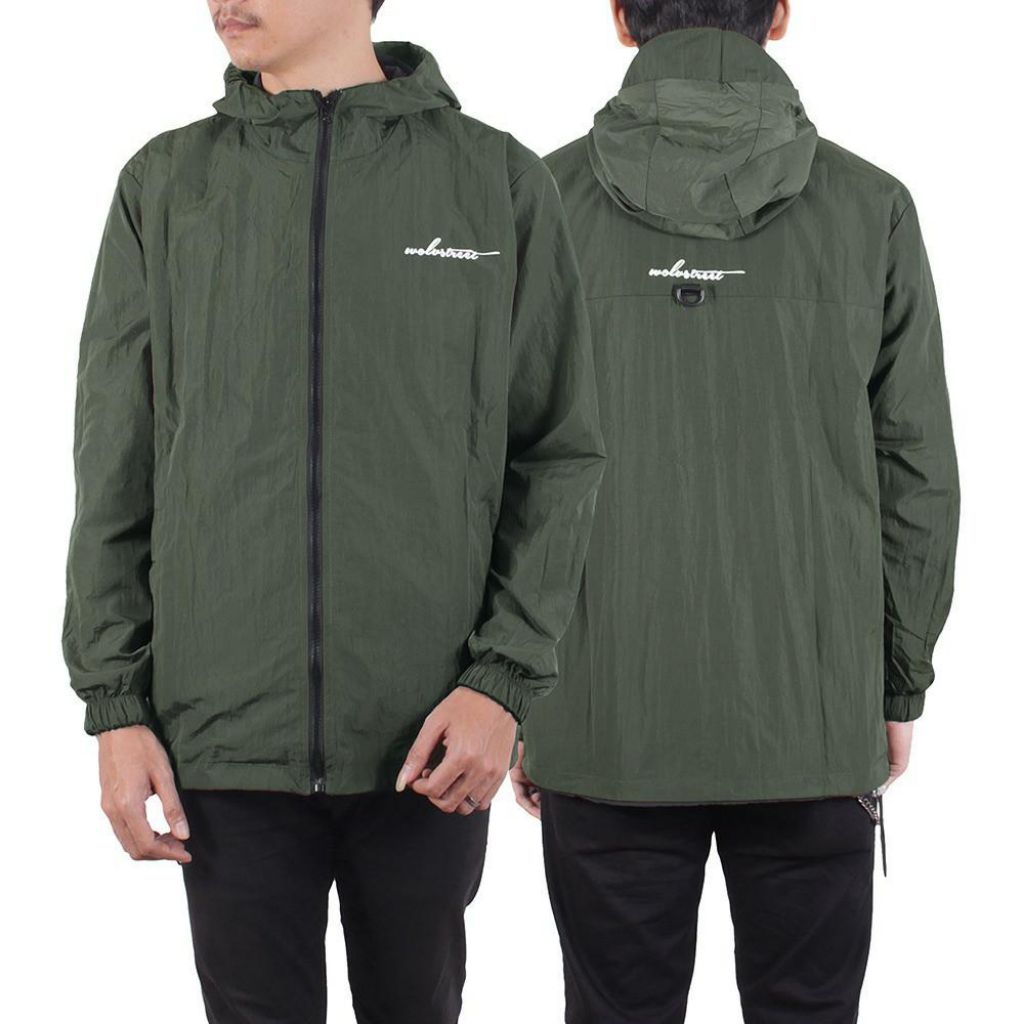 Jaket BB Wolv Jaket Bolak Balik Jaket Pria Jaket Parasut Jaket Outdoor Hitam - Hijau