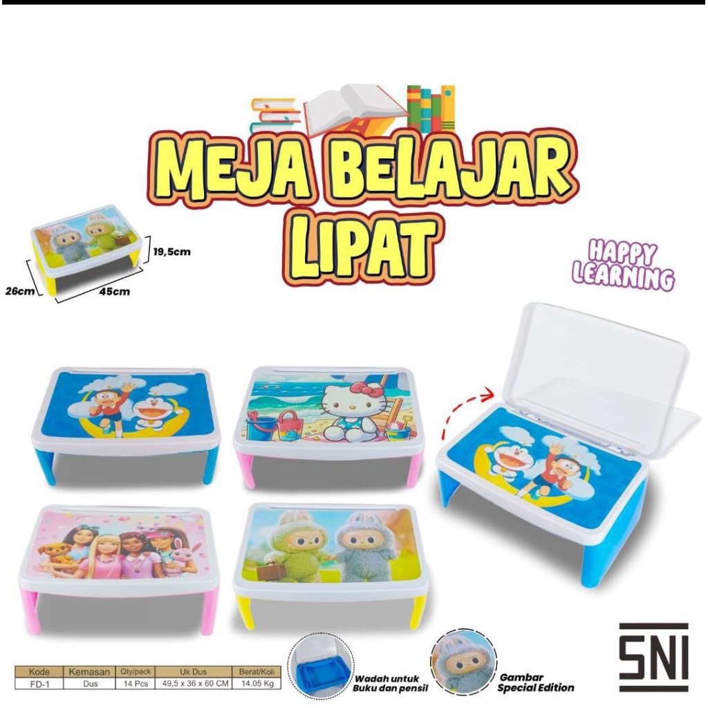 Meja Belajar Anak Lipat Portabel Karakter Murah