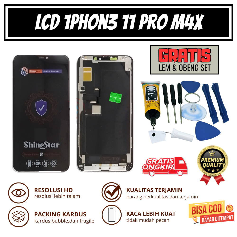 LCD IPHONE 11 ORIGINAL + TOUCHSCREEN || GRATIS 1 SET OBENG & LEM || SHINESTAR