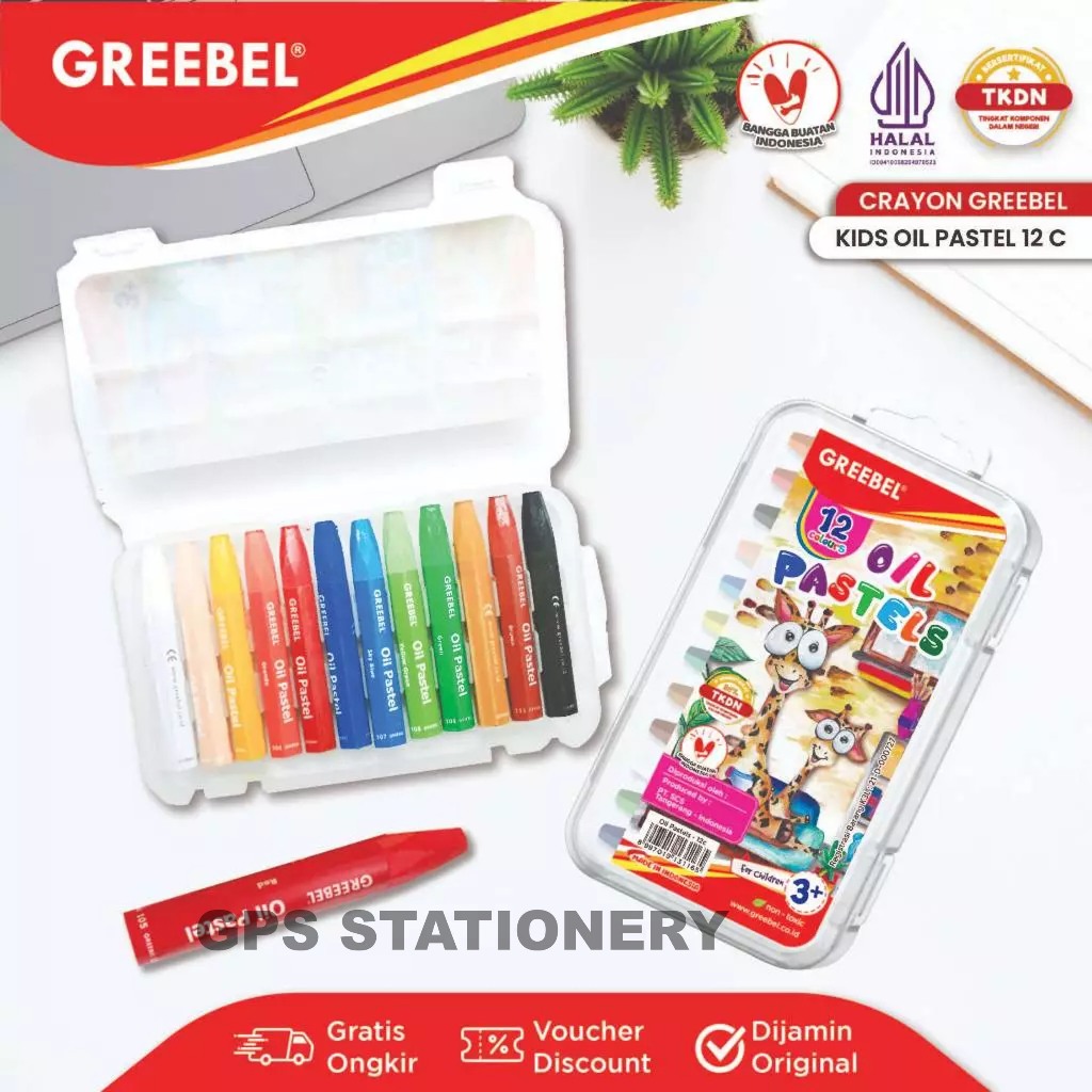 

GREEBEL Crayon Krayon Kids Oil Pastel 12 Warna / Oil Pastel 12C Crayon Set Mewarnai Professional Stationery