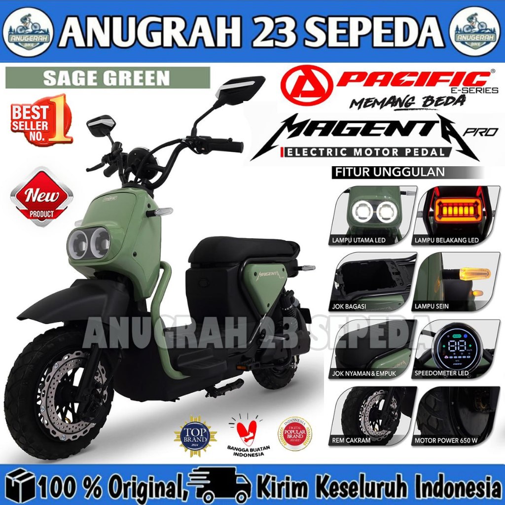 Sepeda Listrik PACIFIC MAGENTA // MAGENTA PRO 650 Watt Electric E Bike