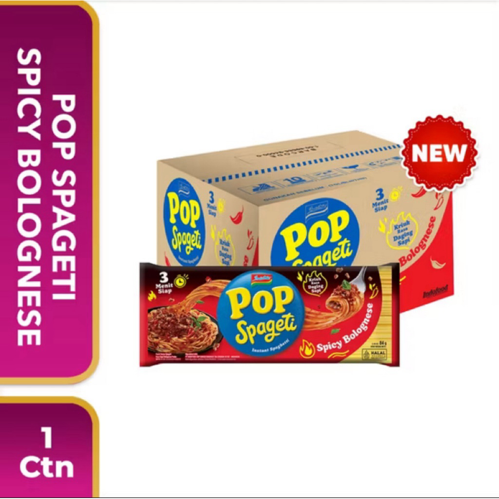 

Pop Spageti Spicy Bolognese 1 Dus Isi 40pcs – Praktis, Pedas, Bikin Nagih
