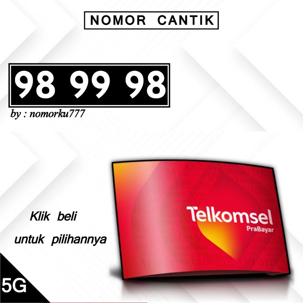 Nomor cantik kartu perdana Telkomsel support 4G/5G SERI [989998-2233ABAB-2233AAAB-112222-111213]