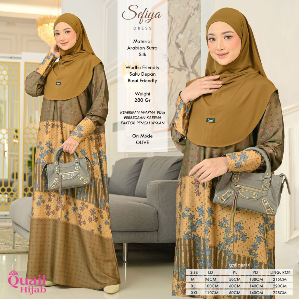 SEFIYA Dress Muslim Wanita Gamis Premium Original Quail Hijab
