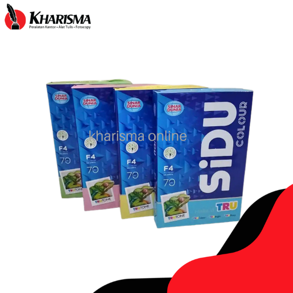 

(1Rim) Kertas HVS Warna SIDU F4 70 GSM / Biru - Kuning - Pink / Merah - Hijau