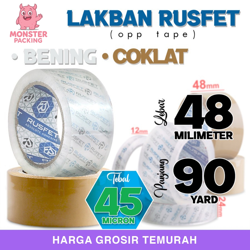 

Lakban isolasi Solatip 48mm x 90yard OPP Tape RUSFET Plakban / Satuan