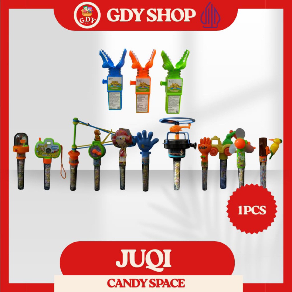 

Permen JUQI Space | Hand Clapper | Fan | Camera | Fishing | Wood Pecker | Giggle | Truck