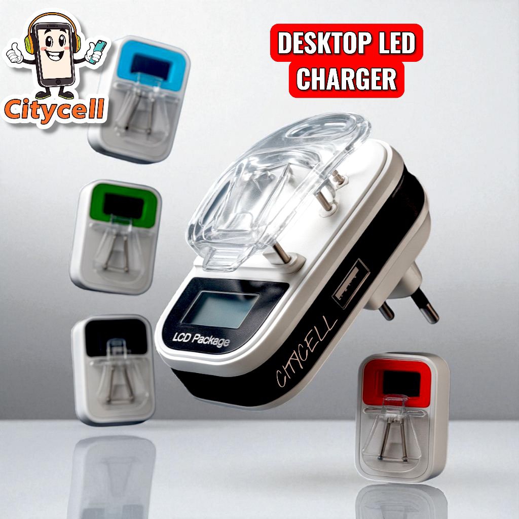 Charger Kodok Universal Desktop Jepit LCD Packing Merah Cas Baterai HP Android iOS