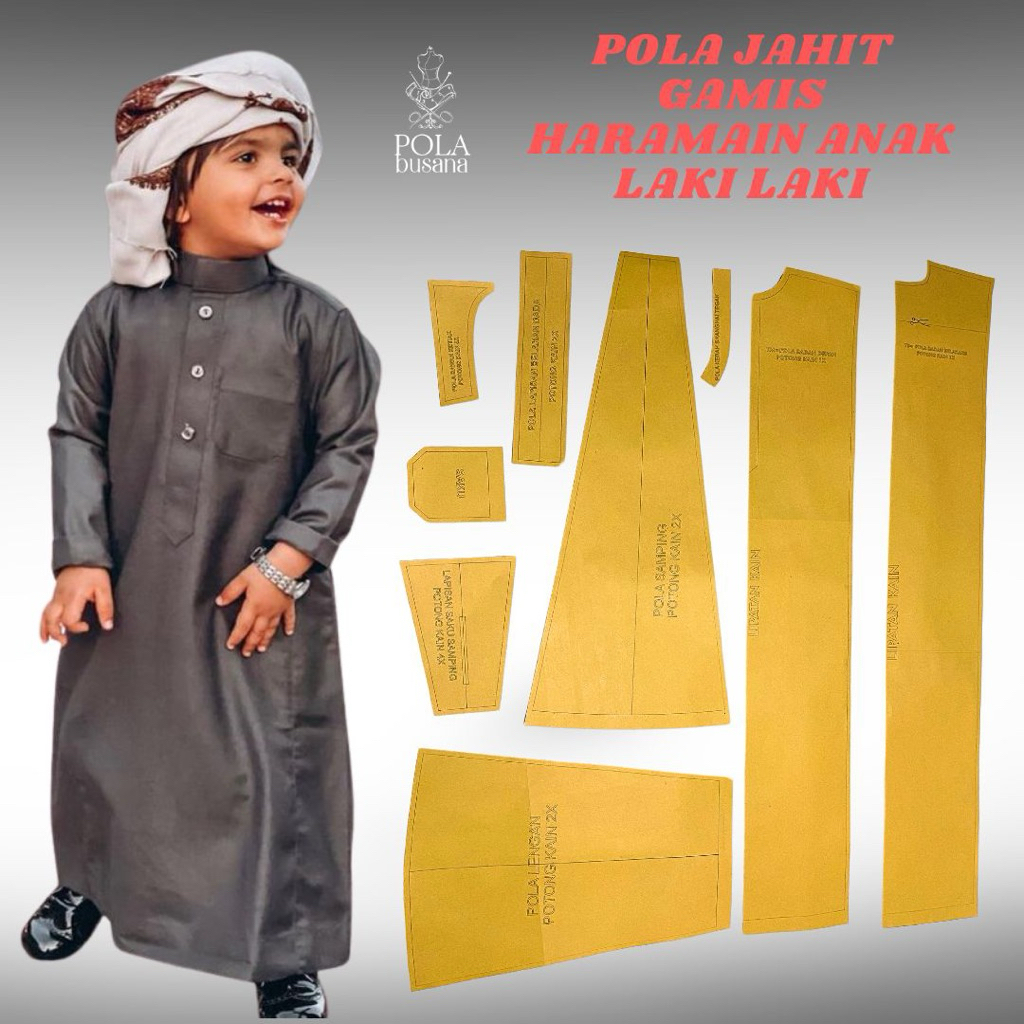 Pola gamis haramain anak laki laki Belajar jahit Pola instan Pola jahit RJI
