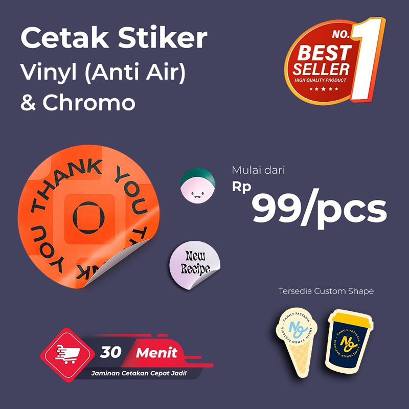 

Cetak Stiker Custom Cutting Bahan Chromo & Vinyl | Anti Air & Ukuran A3