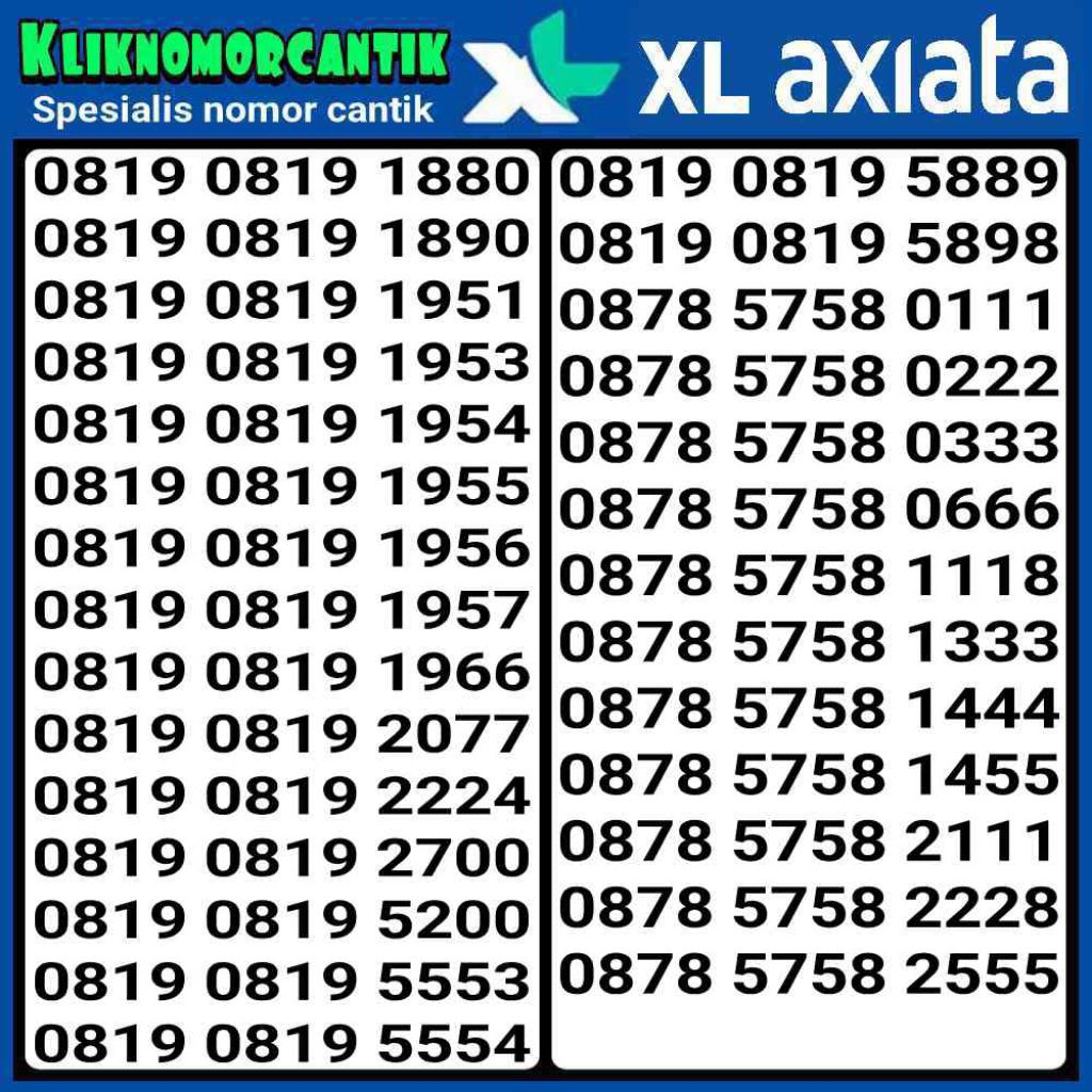 Nomor Cantik XL Axiata 4G&5G kartu perdana XL axiata DNC 9