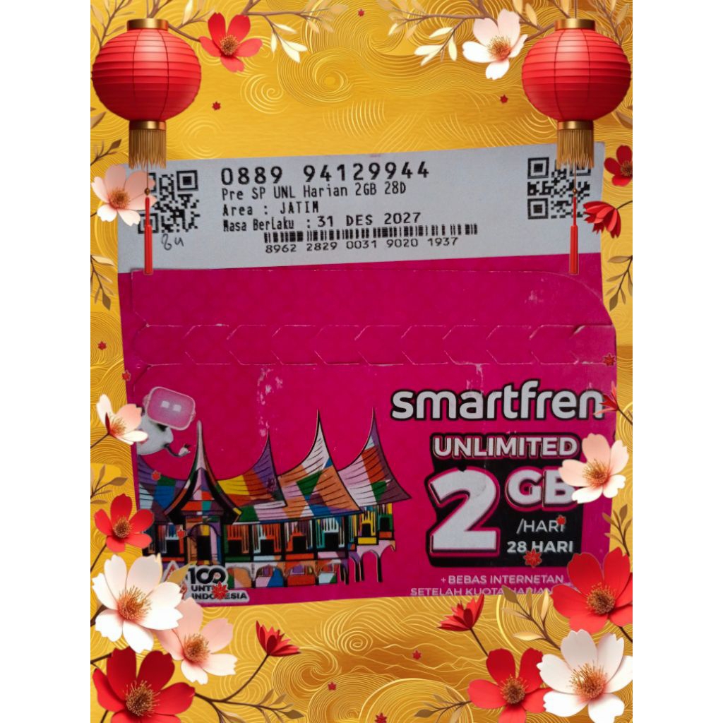 nomor cantik smartfren unlimited 2gb/hari 88 99 412 99 44