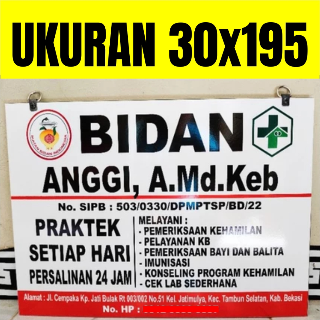 Papan Nama Acrylic 30x195 Papan Nama Dokter Plang Bidan Praktek Sekolah Sign Label 30*195 Akrilik