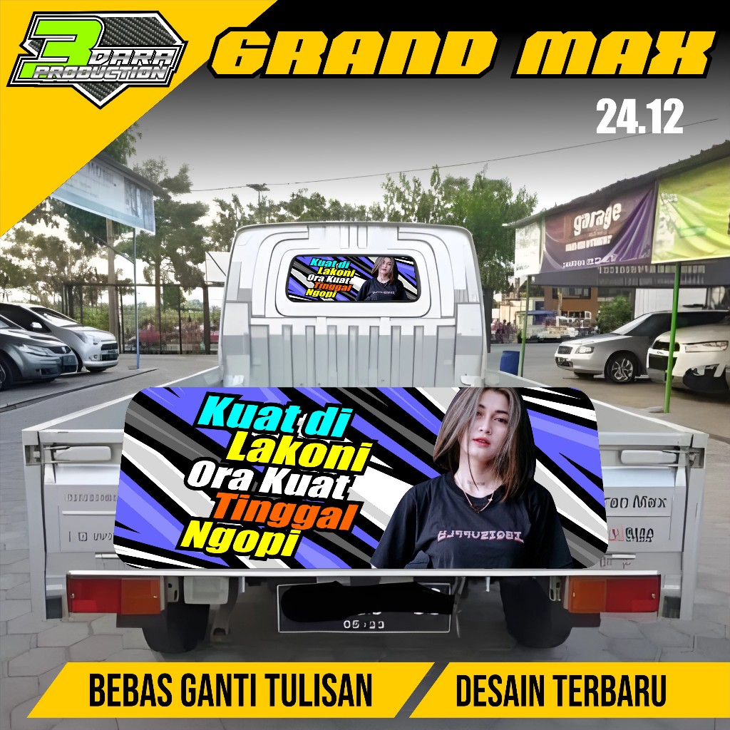 STIKER ONE WAY KACA BELAKANG MOBIL GRAND MAX DESAIN TERBARU 24.12