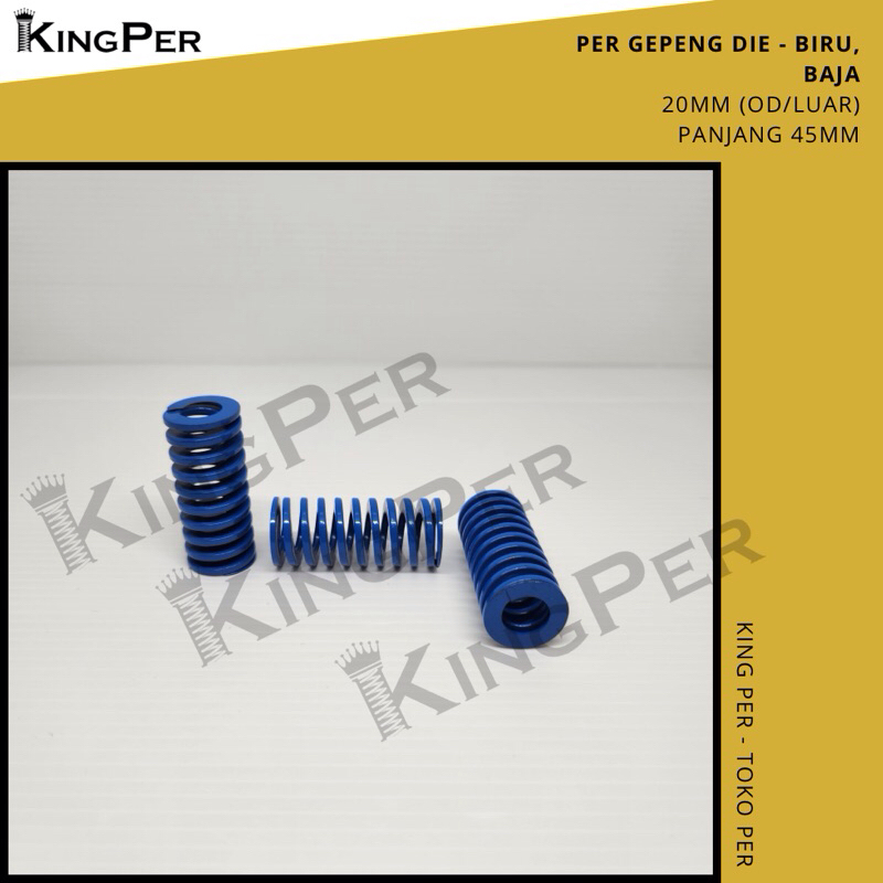 Die Spring Per Gepeng Moulding Spring Pegas Tekan - 20mm x 45mm (OD x Length) Biru Cokelat
