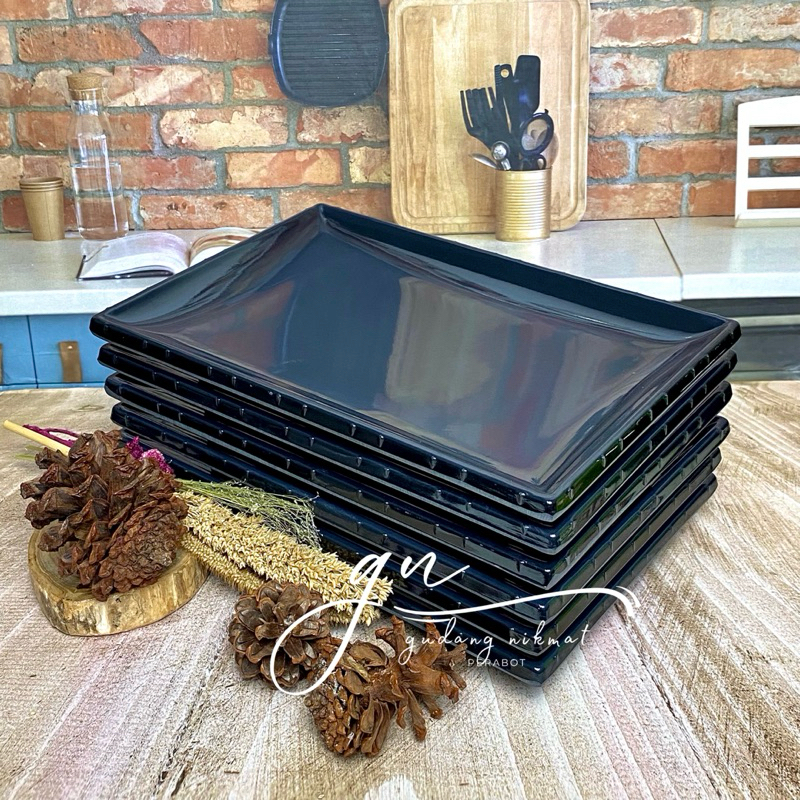 12pcs- Piring Saji Melamin SingaSingi Persegi Panjang (21 x 14 cm) Piring Sajian Melamine Persegi Pa