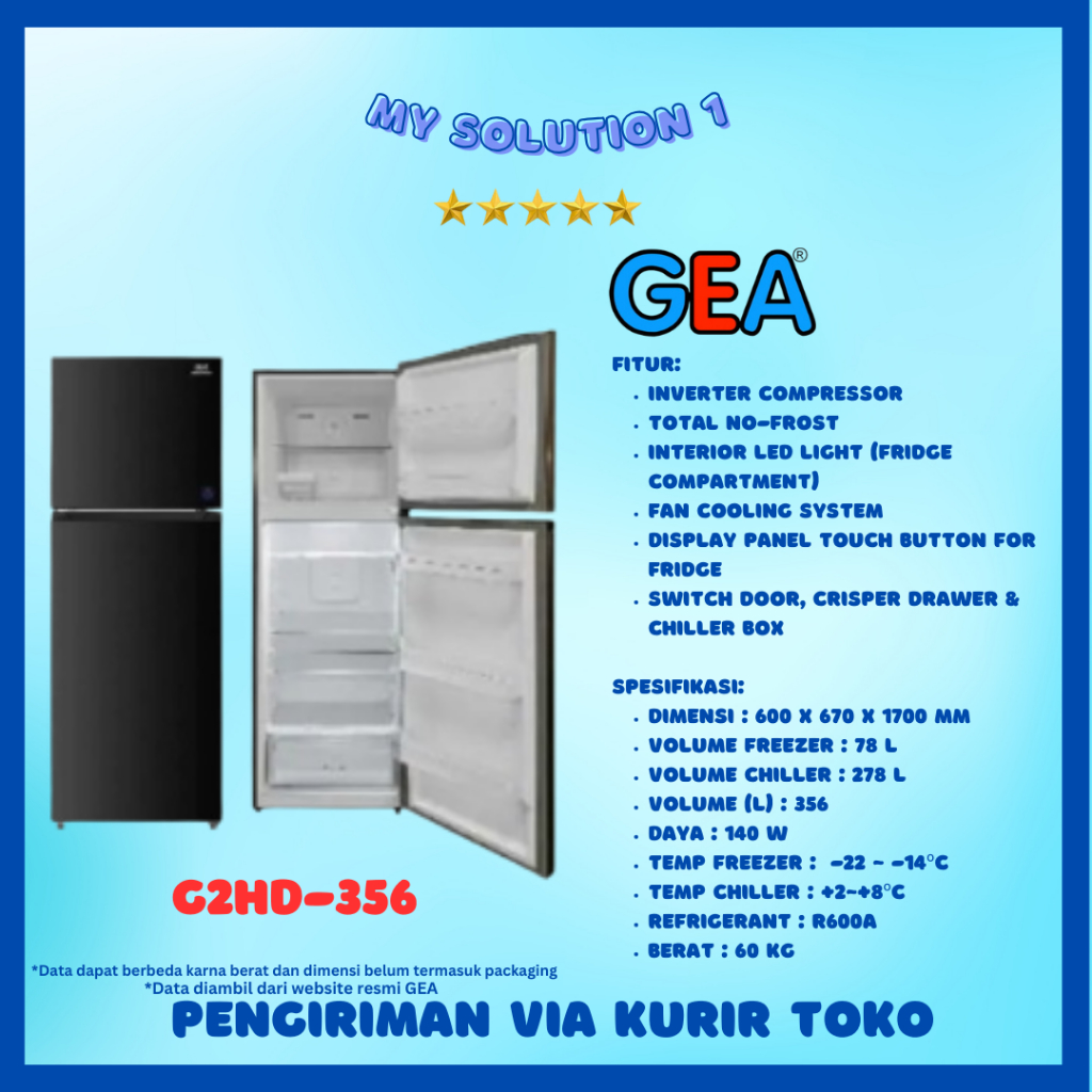 GEA G2HD-356 Kulkas 2pintu / G2HD356 - 356 Liter