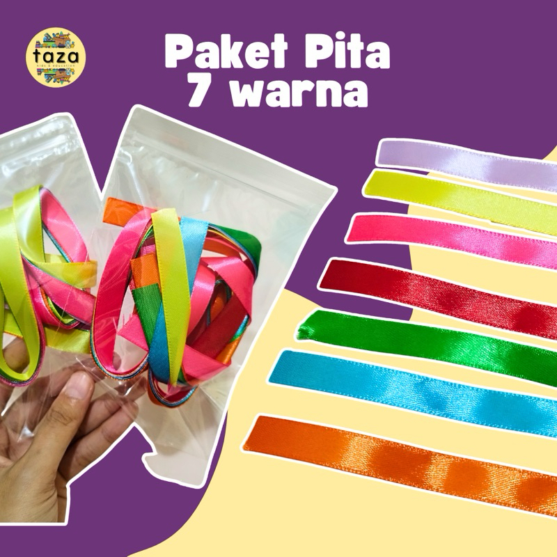 

Paket Pita Warna Warni 50 cm / Pita Warna warni / Pita montessori / mainan montessori / pita 7 warna / sensory play