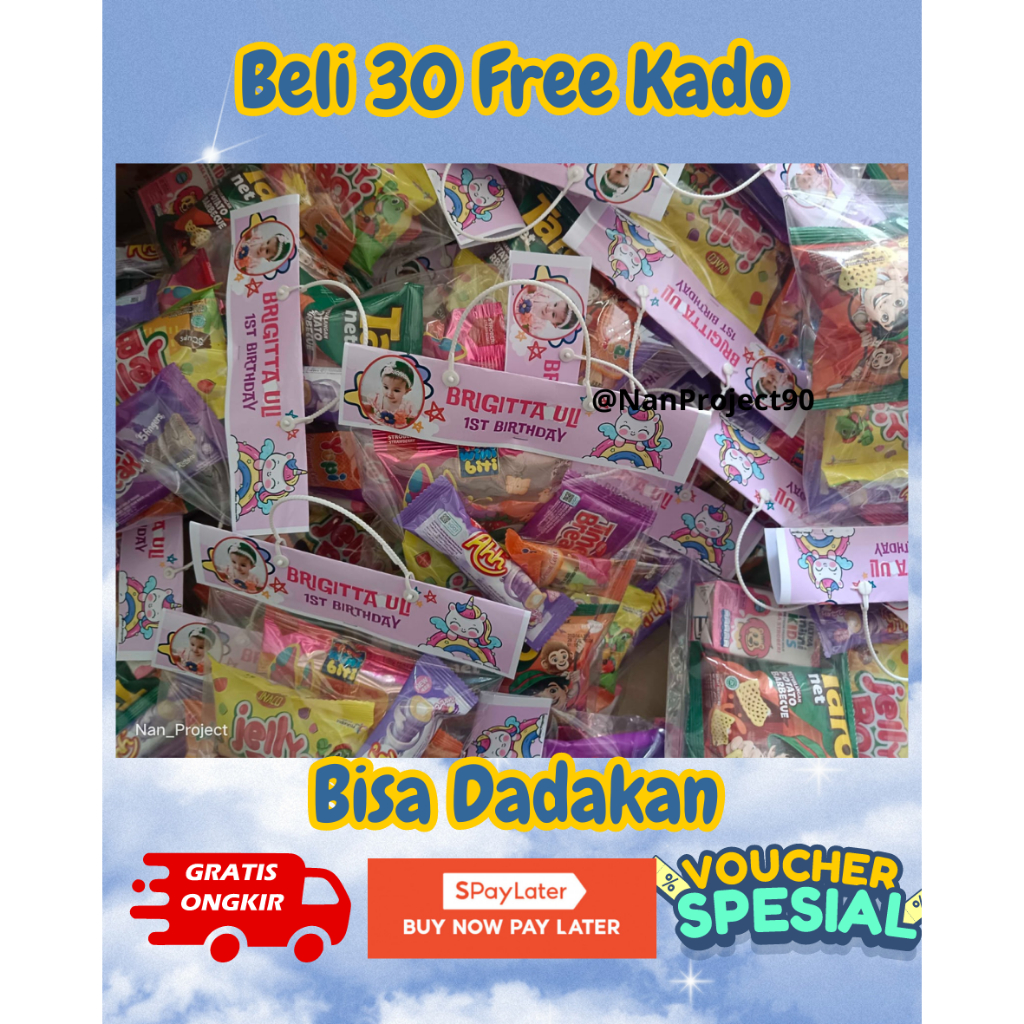 

SNACK ACARA/SNACK ULANG TAHUN/BINGKISAN ULANG TAHUN/GOODIE BAG MURAH HEMAT FREE Kado