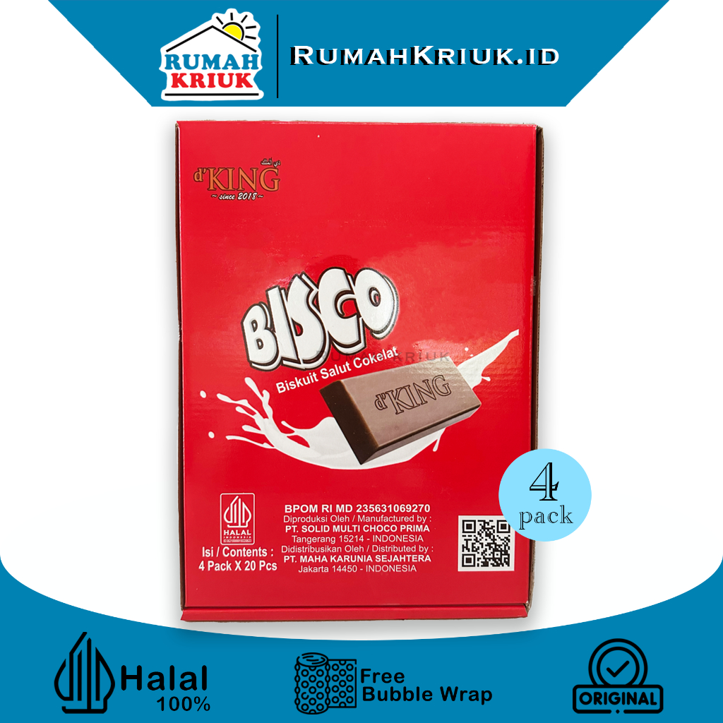 

☘️RumahKriuk☘️ DKing Bisco - Biskuit Salut Coklat 1box isi 4pack isi 80pcs | Halal | Cokelat susu