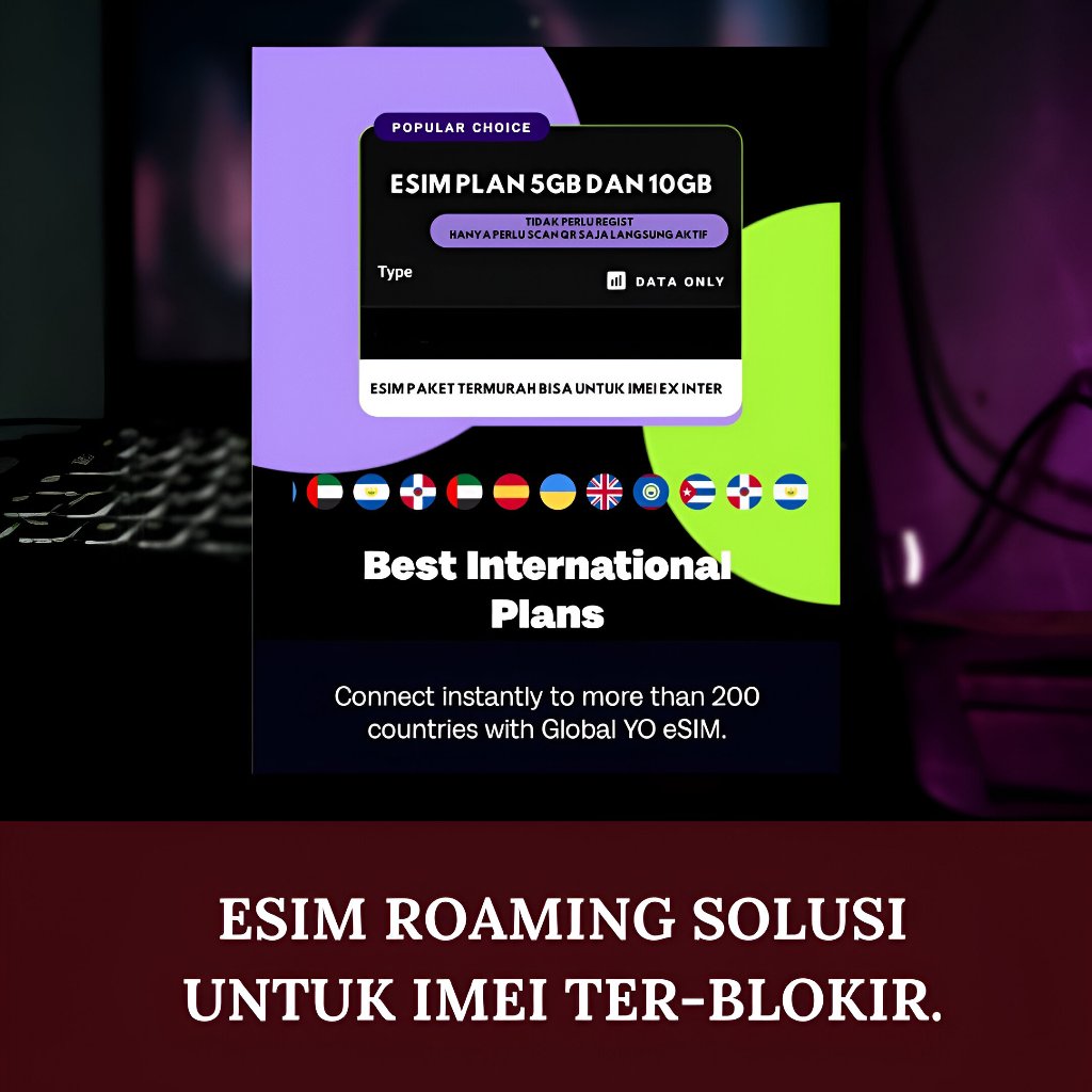 ESIM ROAMING UNTUK IMEI EX INTER, GARANSI & MURAH