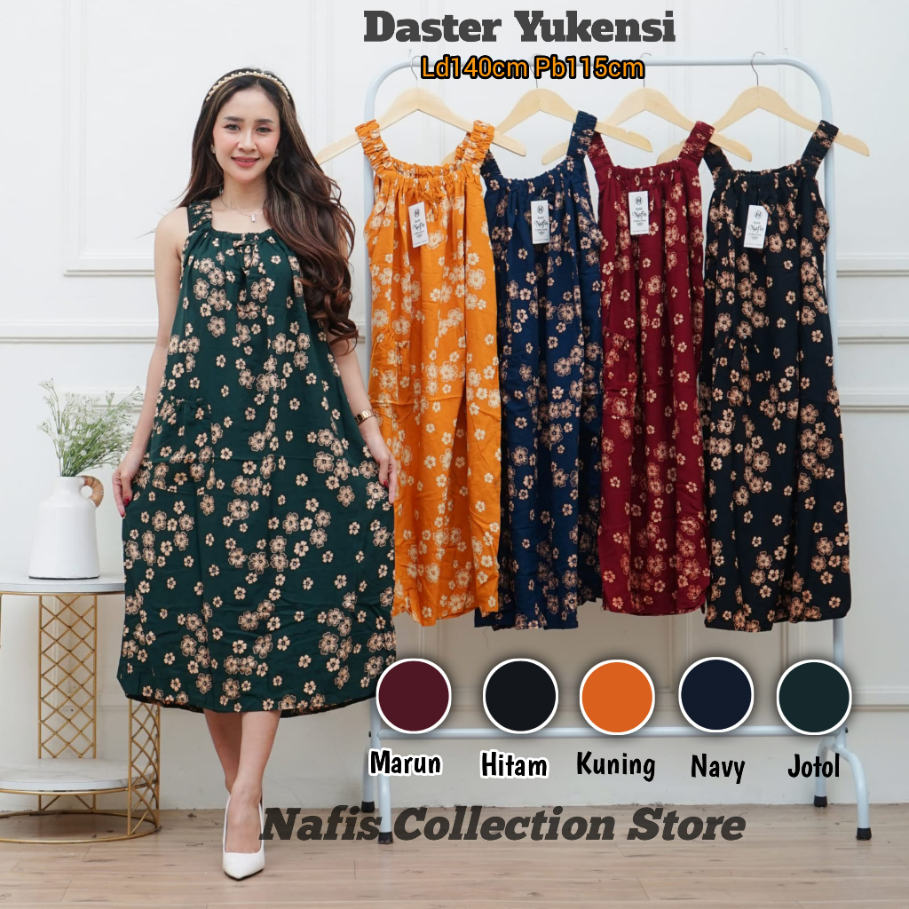 Daster Tanktop Kekinian Jumbo Yukensi Tanpa Lengan Motif Bunga Rayon Premium