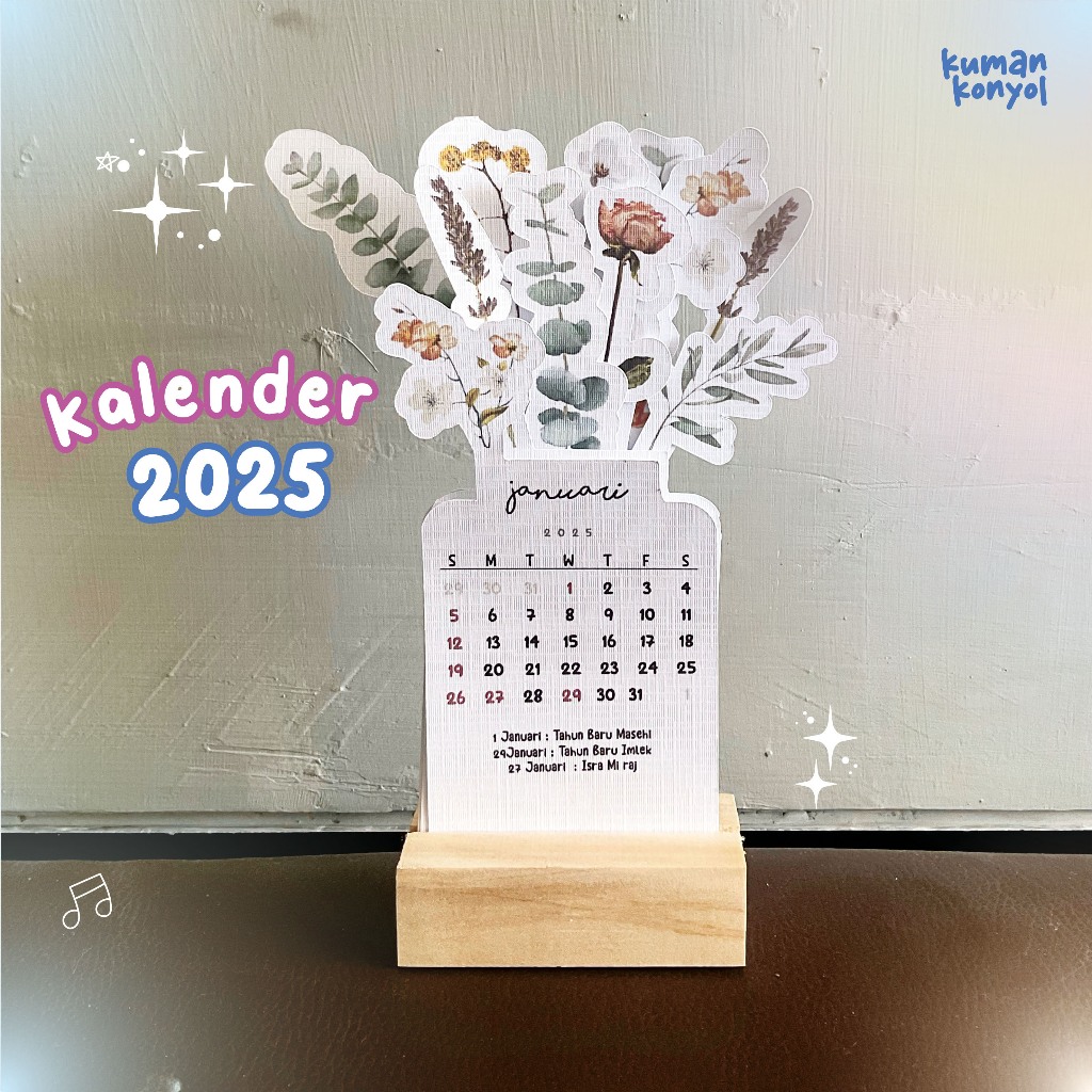 

KALENDER 2025 ◼ CALENDAR BLOOMY FLOWERS ◼ KALENDER MEJA AESTHETIC