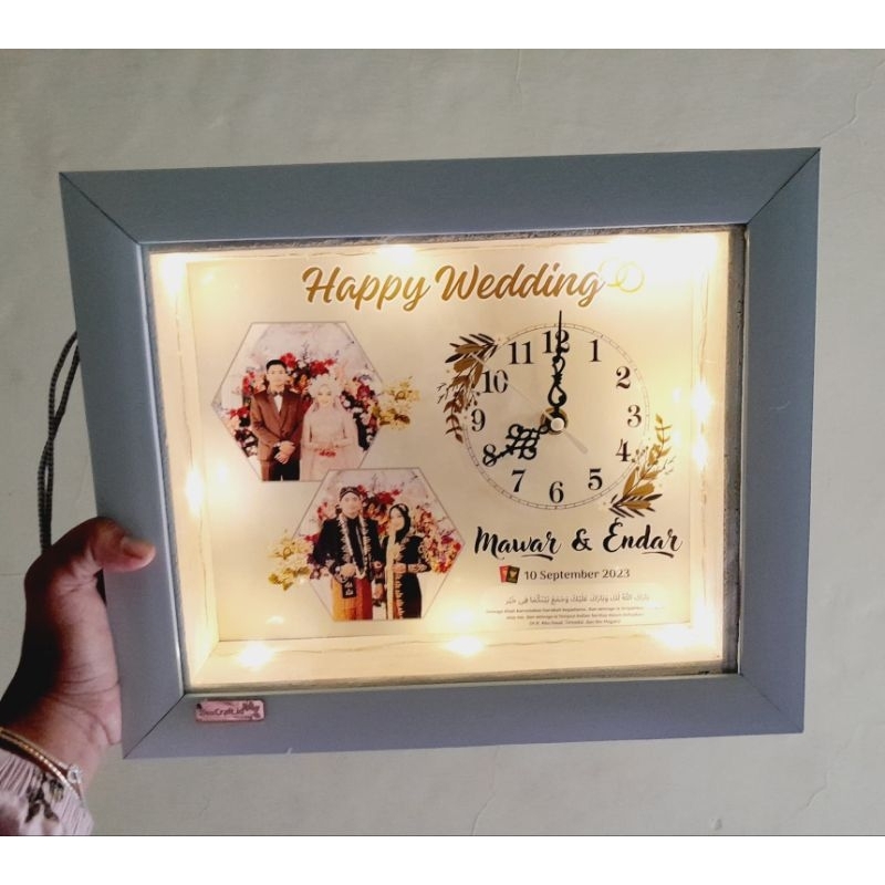 

kado ultah wedding hari guru frame 3d jam lampu