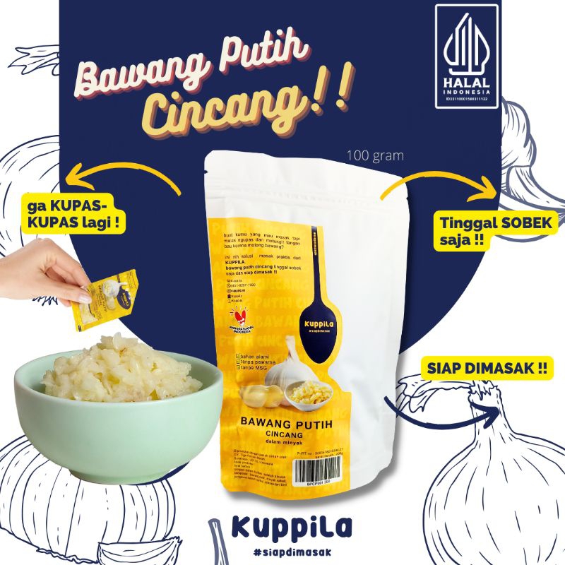 

KUPPILA Bawang Putih Cincang Dalam Minyak Kemasan Pouch 100gr