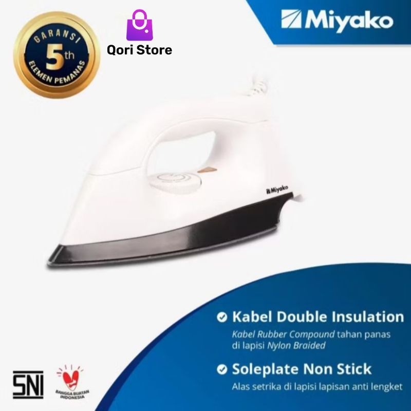 Qori Store - Setrika Miyako EL-1000 M BK Setrika Miyako EL 1000 M / Setrika Miyako EL 1000 / Setrika