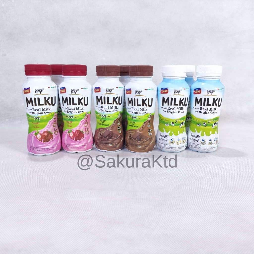

PAKET 4 BOTOL - MILKU Coklat Stroberi Original 200ml x 4