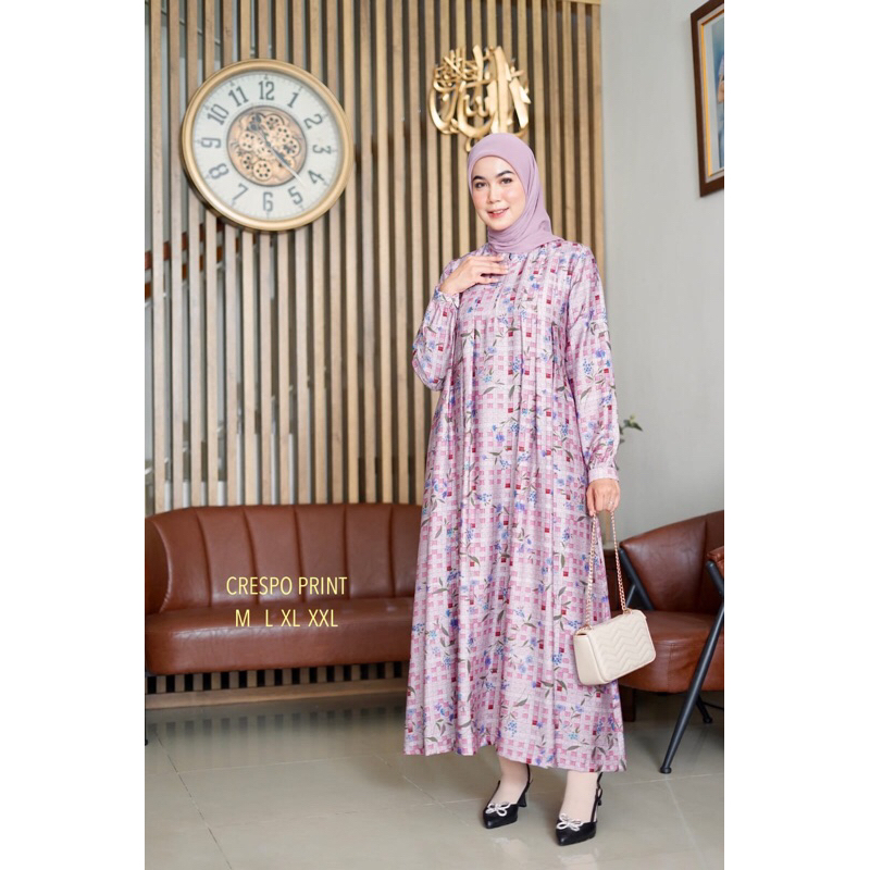 GAMIS CRESPO PRINT GIOVANI KATUN ITALY / GAMIS LEBARAN BESELER TANAH ABANG BY KAMARI