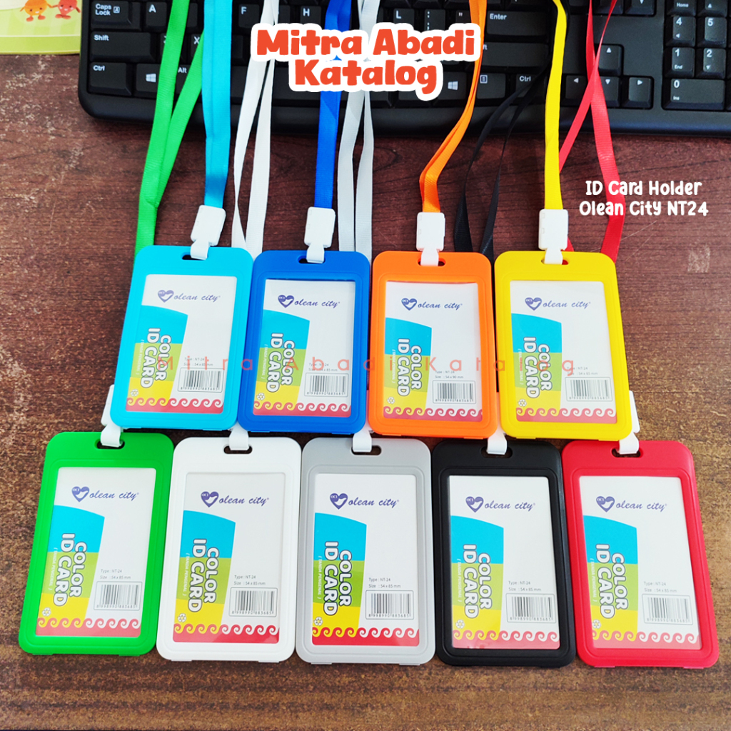 

(1 PCS) ID CARD + TALI LANDYARD OCI NT24 / ID CARD HOLDER 2 SISI TEGAK PORTRAIT DENGAN TALI GANTUNGAN LANYARD OLEAN CITY 9 WARNA HARD CASE BOLAK BALIK DEPAN BELAKANG ALAT TULIS KANTOR ATK SEKOLAH KULIAH KAMPUS SEMINAR KIT STATIONERY MITRA ABADI KATALOG