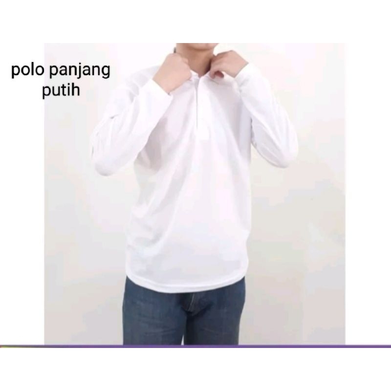 kaos kerah panjang polos/polo shirt panjang/kaos kerah polos unisex/kaos polo shirt panjang putih/ka