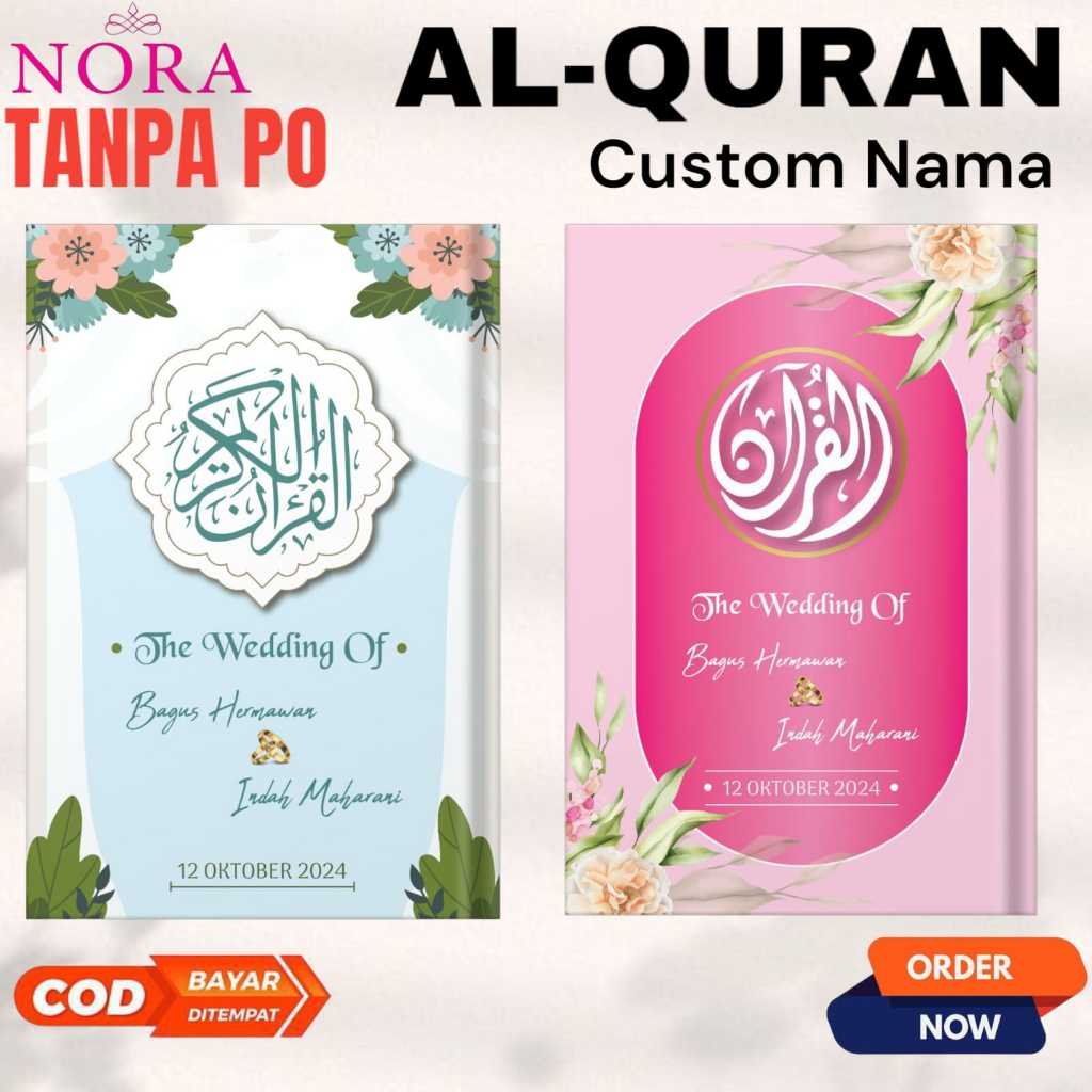 AL-QURAN Custom Nama Ukuran A5 Blok Warna Seri Wedding / ALQURAN Terjemahan Bisa Custom Nama / Quran