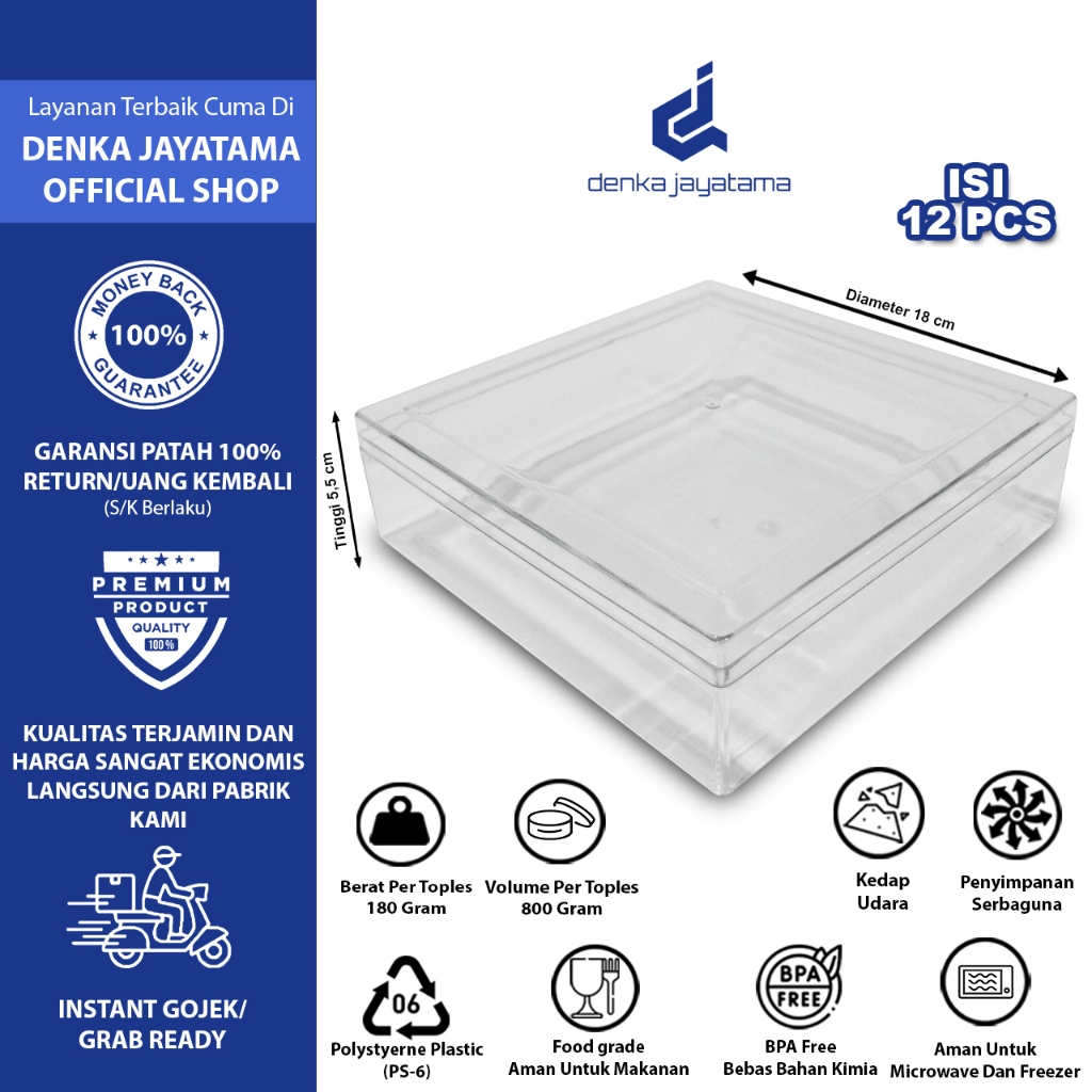 Isi 12 Pcs Toples Nastar 1000 Gram Plastik Bening Jumbo Kue Kering Kacang Dessert Box Serbaguna