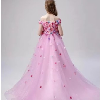 Girls Dress Off Shoulder Tutu High Low Tail Evening Party Gown Little Kids Birthday Princess