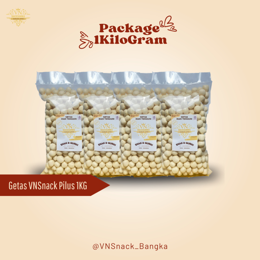 

Package 1KG Getas Super Ikan Tenggiri - Getas VNSnack Pilus Asli Bangka