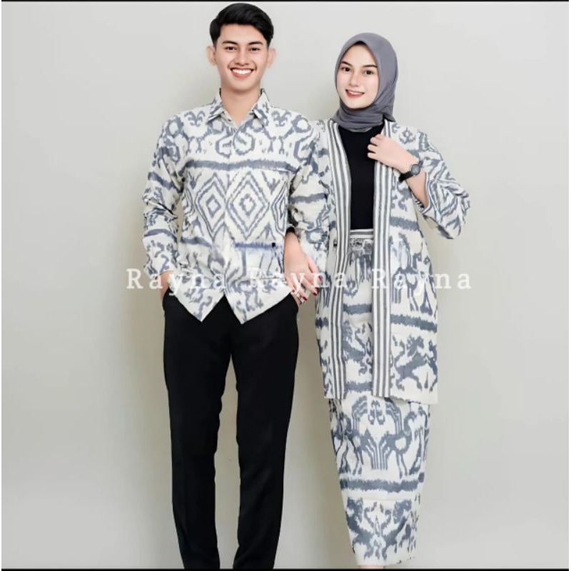 SET PAKAIAN COUPLE TENUN BAJU MUSLIM GAMIS RAYNA ETHNIC KEMEJA TENUN DRES TENUN COUPLE PASANGAN PEST