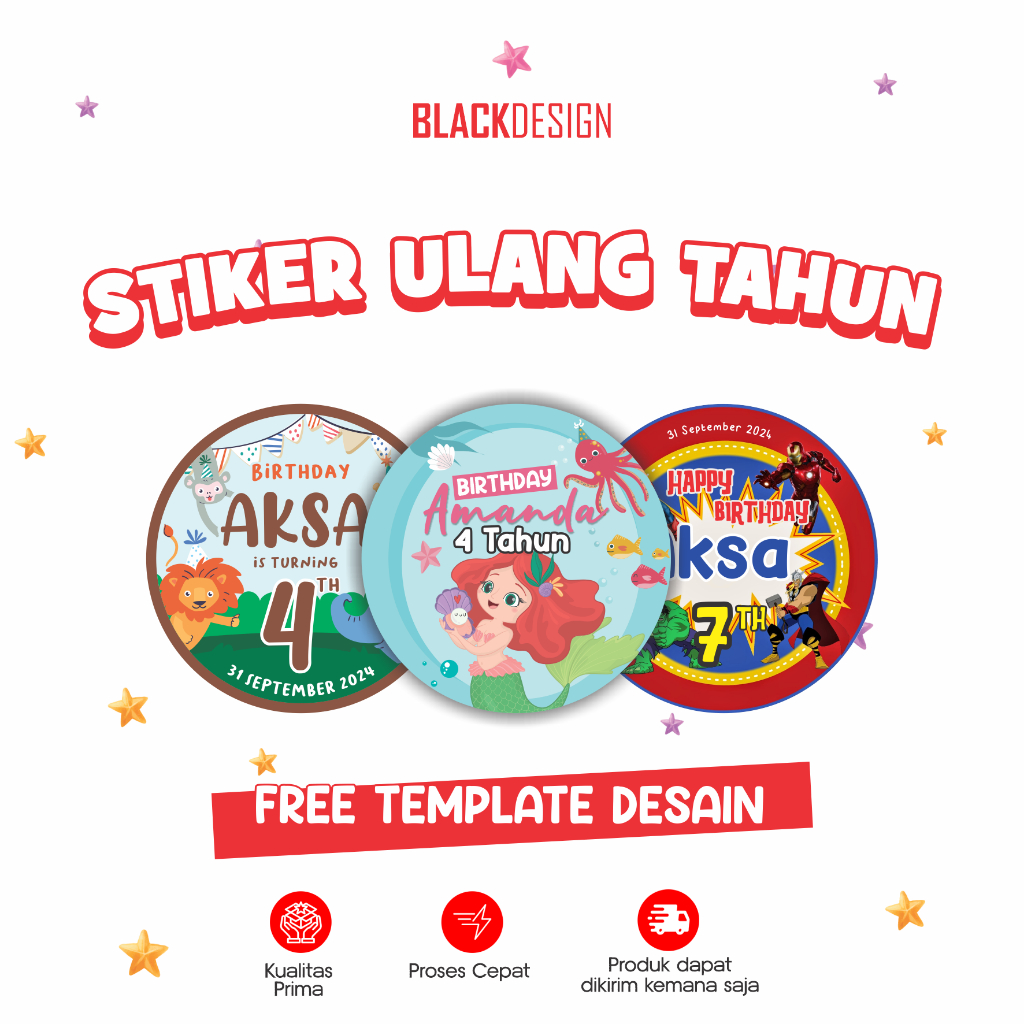

Cetak Stiker Ulang Tahun/ Stiker Ulang Tahun Bulat Desain Template / Label Uang Tahun