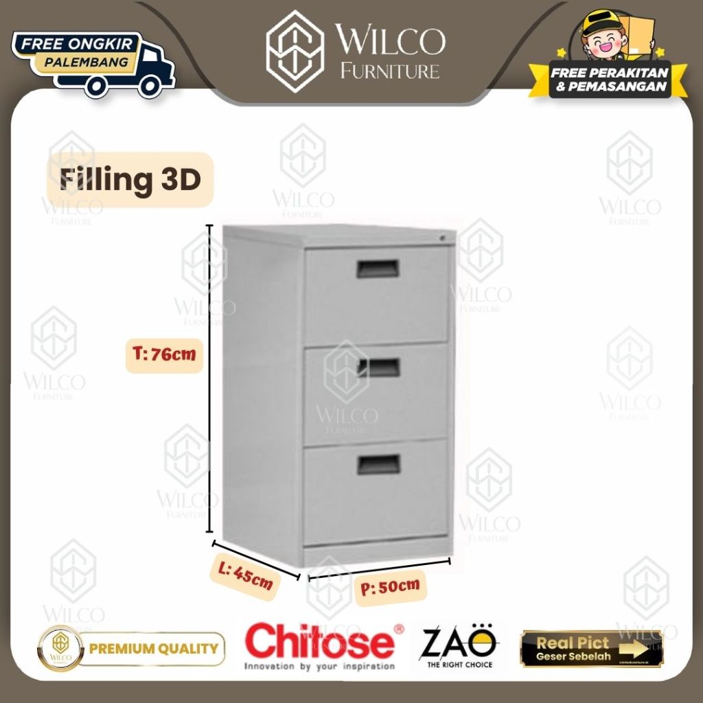 Lemari Arsip Besi 3 Laci/ Filling Cabinet FC 113 Chitose