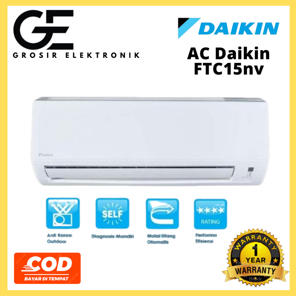Ac Daikin Split 1/2PK FTC15 THAILAND GARANSI RESMI