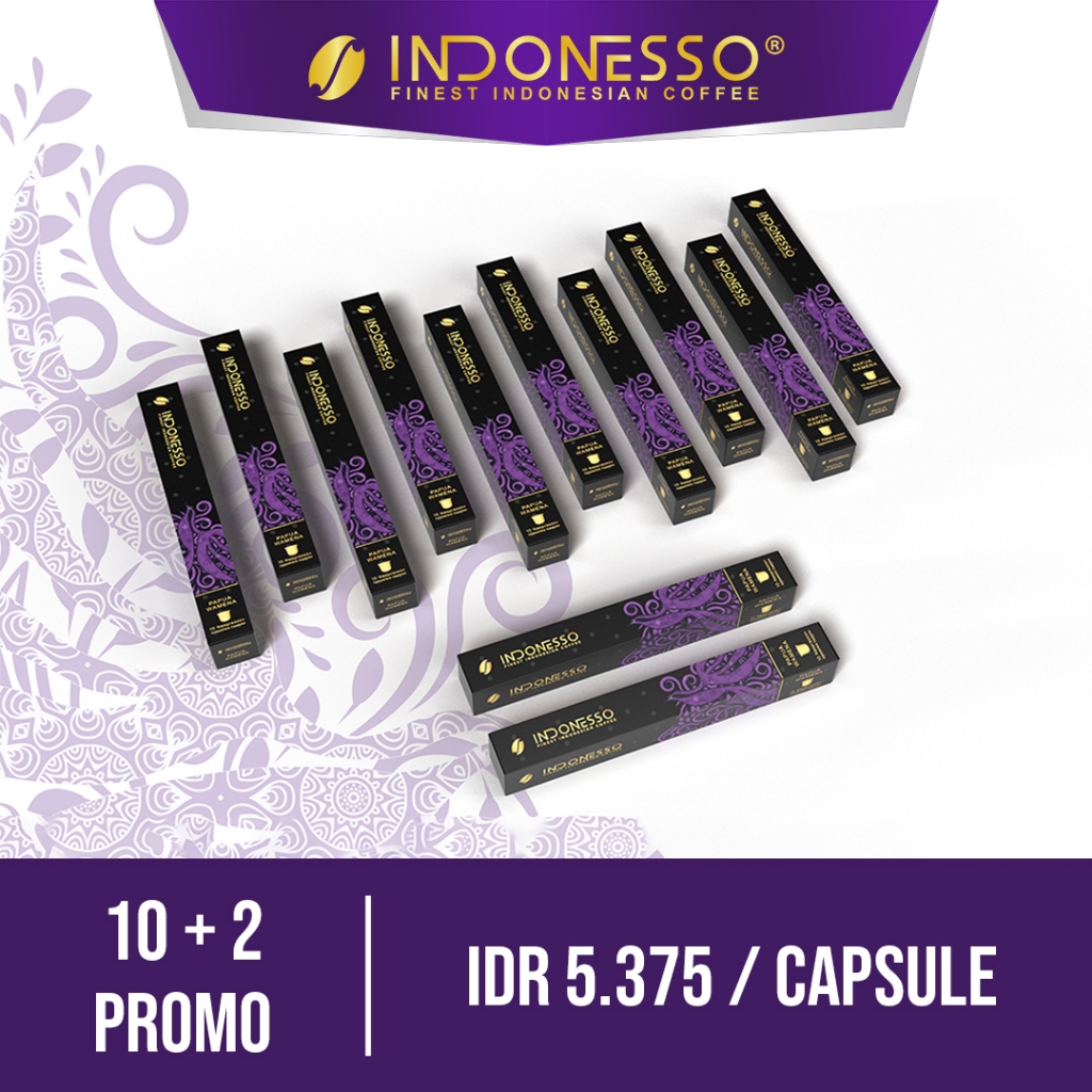 

INDONESSO 10+2 Papua Wamena Coffee Capsules Compatible with Nespresso Machines / Kapsul Kopi