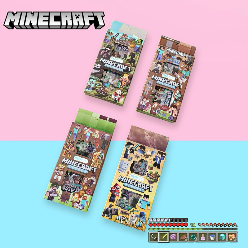 

( KKM ) MINECRAFT Sticker Box NONO / MOMO 2D Dekorasi Anak Laki Laki Journal Aesthetic / Jurnal Binder Stiker Box 1 Set isi 100 Lembar Waterproof Anti Air