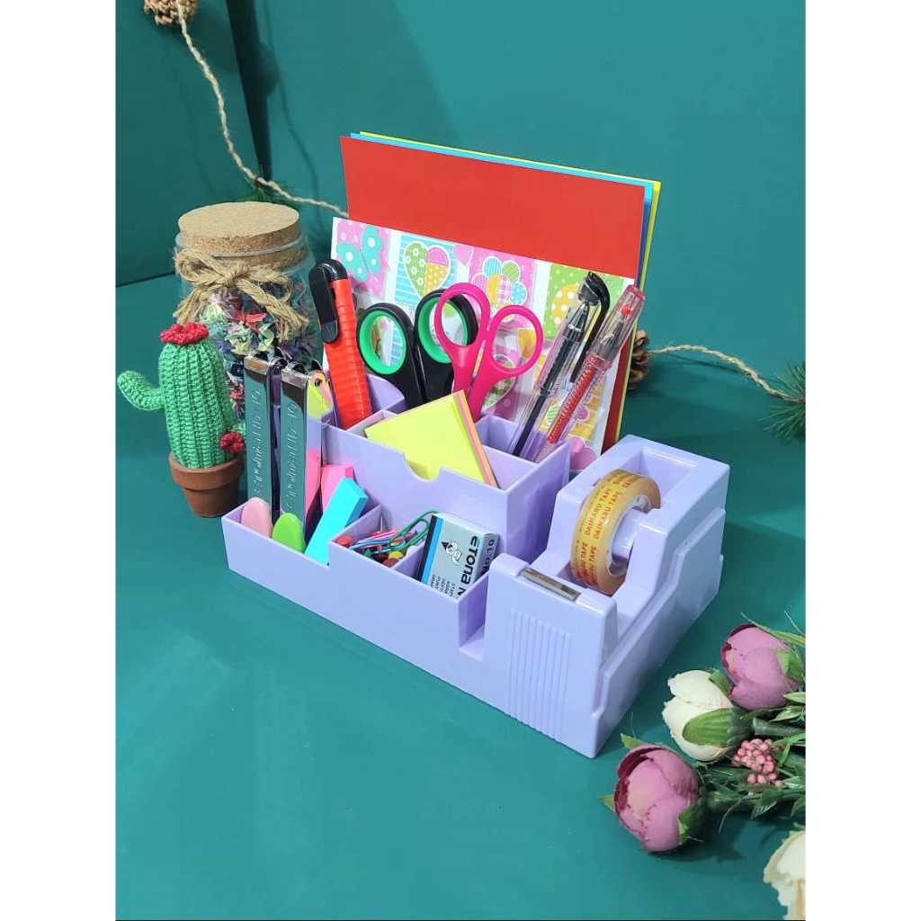 TERMURAHEtona Desk-set E 238 WARNA PINK/UNGU (HANYA DESKSET, bukan SEMUA barang di foto) , ada tape 