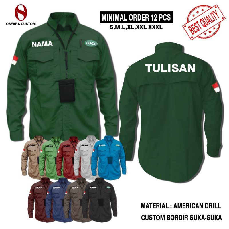 Kemeja Tactical M-TAC Custom Bordir / Kemeja Tactical Outdoor Custom Bordir Satuan