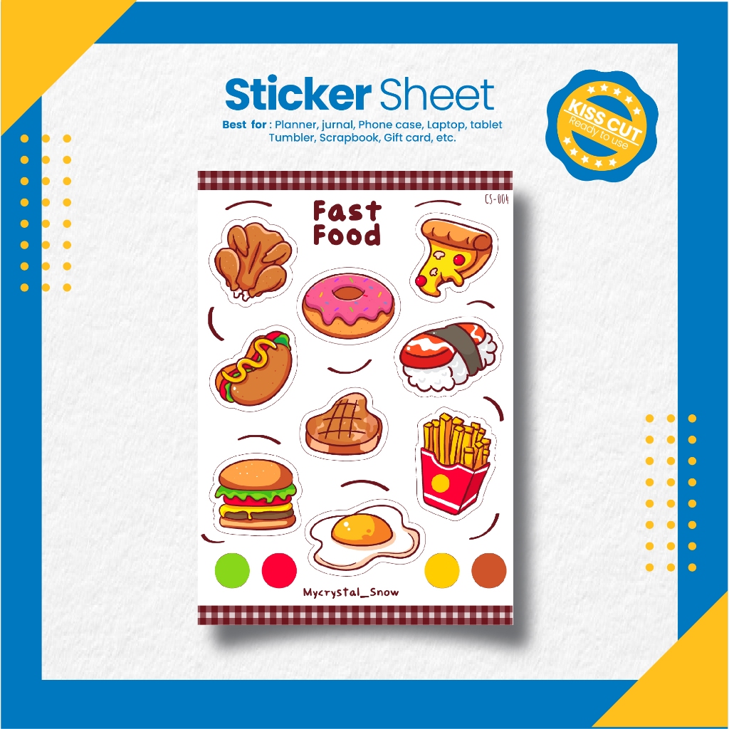 

Stiker Lucu Makanan / Fast Food Sticker Sheet [CS-004]