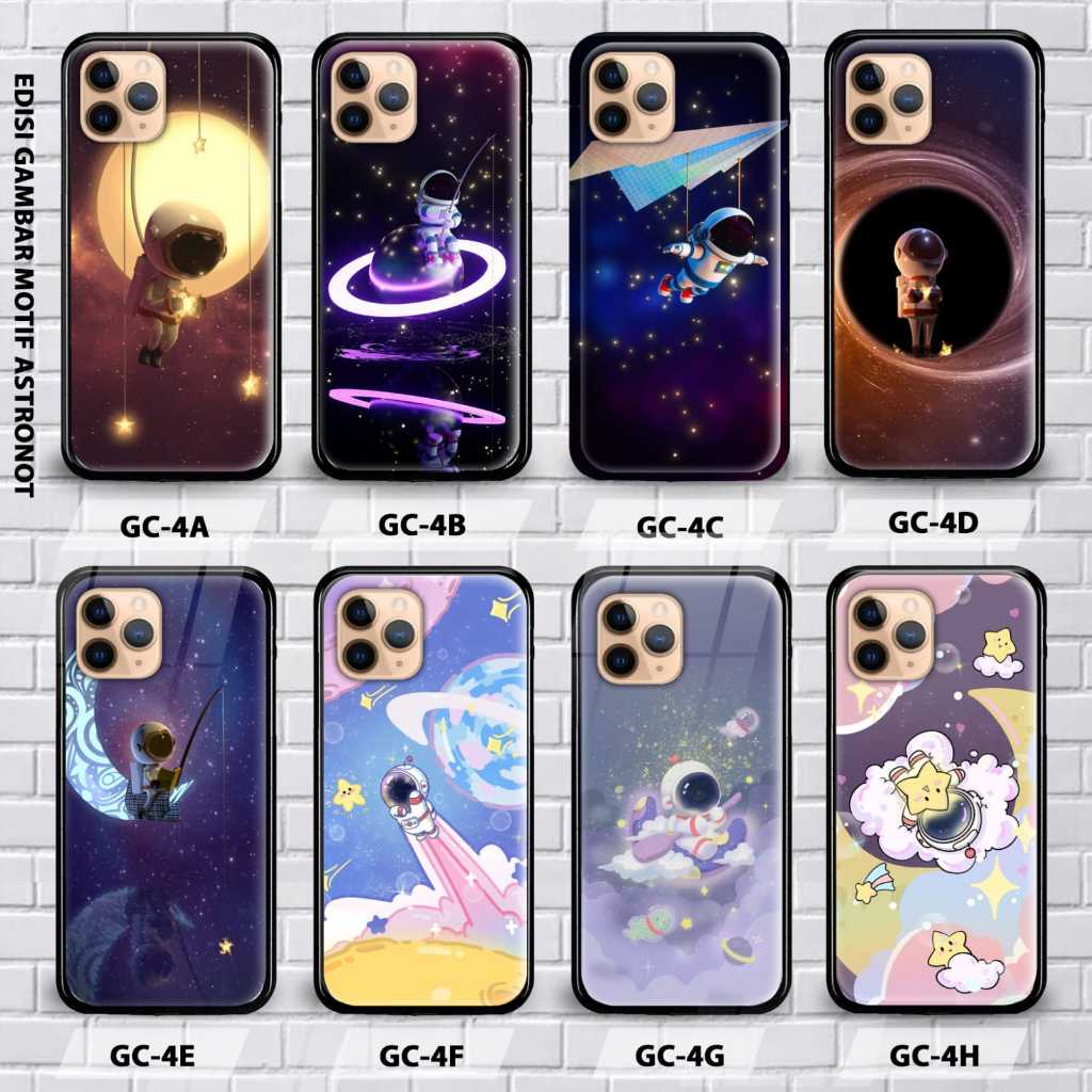 Tempered glass Case - Harcase softcase Gambar Astronot GC-4 Case Realme 2 Realme 5 Realme 5I Realme 